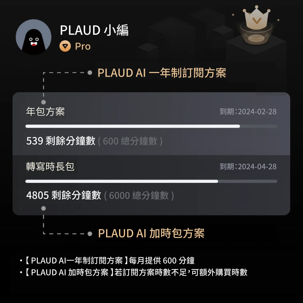 PLAUD AI 轉錄加時包(3000分鐘) - PLAUD TW