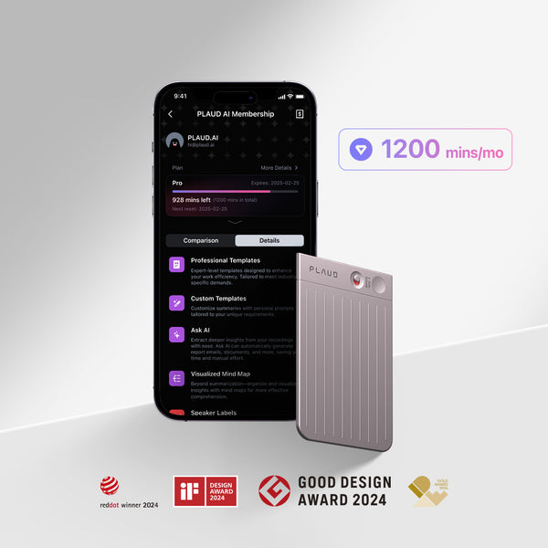 PLAUD NOTE 與 AI 年度專業版方案 - PLAUD TW
