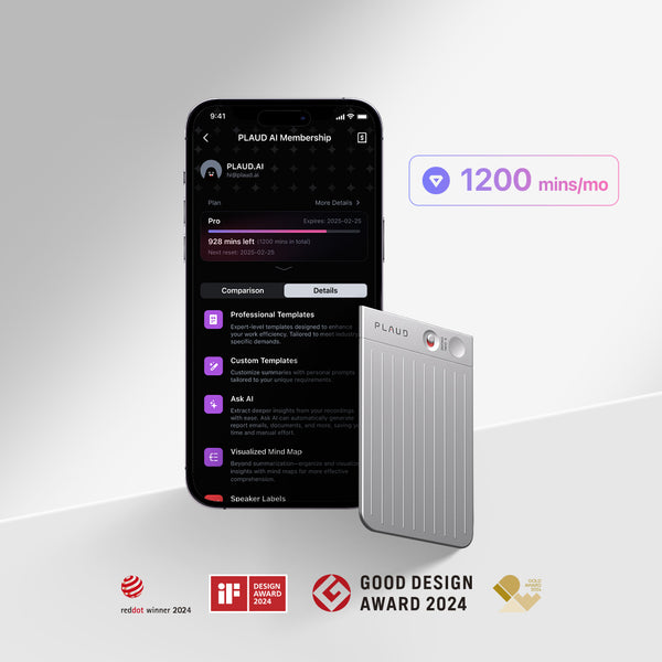 PLAUD NOTE 與 AI 年度專業版方案 - PLAUD TW
